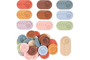 Handmade Label à Coudre, Pack de 50 étiquettes Faites à la Main, étiquettes en Daim Faites à la Main étiquettes en Similicuir Couture Tricot DIY décoration Signes 2,5 cm, 10 Couleurs