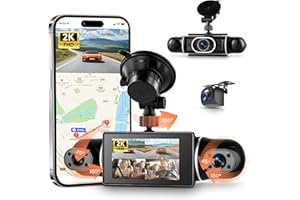 RIMOODY 360° 4 Canali WIFI Dashcam Auto, 2K+1080P 4 Telecamera Anteriore e Posteriore Sinistra Destra, 3" IPS WiFi Dash Cam 8 IR Visione Notturna, WDR/Controllo APP/G-Sensore/Loop Video/24H Parcheggio Monitor