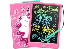 TECJOE LCD-Schreibtablett für Mädchen, Einhorn 11-Zoll-Zeichentabletts für Mädchen, Mädchenspielzeug-Doodle-Brett, Kinderreisespiele, Lernspielzeug, Weihnachtsgeburtstagsgeschenke (Hellrosa)