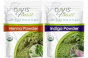 Coloration capillaire pure au henné et à l'indigo Davis Finest - 500 g - Lot de 250 g de henné et 250 g d'indigo - Coloration pour barbe naturelle - Sans PPD - Vegan