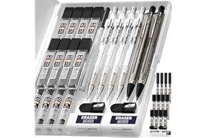 Nicpro 6 PCS Art Mechanical Pencils Set with Case, Drafting Pencil 0.3 & 0.5 & 0.7 & 0.9 mm and 2mm Lead Holder (4B 2B HB 2H) For Art Writing, Sketching Drawing,With Lead Refills Erasers Sharpener