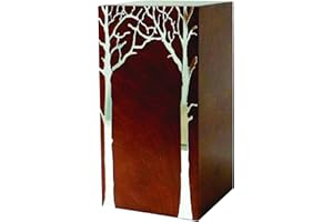 Aesthetic Urns Twin Trees Light Walnut Wooden Funeral Urn for Ashes - 7L Capacity - 5.9" x 5.9" x 11.8"
