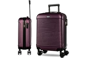 NOWI® Las Palmas Koffer Klein: 55x40x20cm Leichter Hartschalenkoffer mit Rollen, 34L passend für Ryanair, Lufthansa & co. Kabinenkoffer (metallic lila, M)