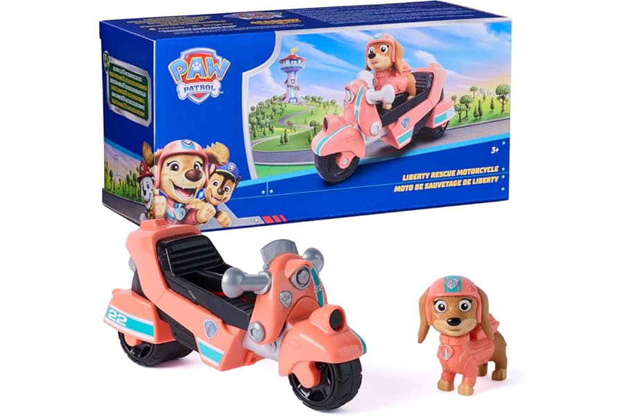 Paw Patrol, Liberty Rescue Motorcycle, Toy Bike with Collectible Action Figure, Sustainably Minded Kids Toys for Boys and Girls Ages 3 and Up
