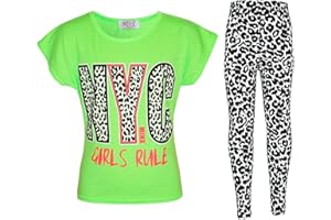 A2Z 4 Kids® Kinder Mädchen NYC GIRLS RULE Aufdruck Modisch Top & Mode Legging Satz Neu Alter 7 8 9 10 11 12 13 Jahre