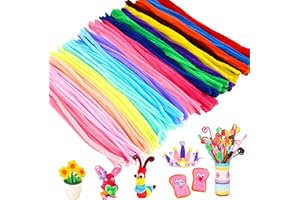 Ajerg Pfeifenreiniger 200 Stück - Bunt Chenilledraht 30cm Pfeifenputzer zum Basteln, Pipe Cleaner Pfeifenputzerdraht für Handwerk Dekorationen DIY Projekte