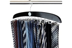 SUNNY SUNDAY ® Portacravatte in legno FSC ® certificato, nero - Portacinture, custodia per 24 cravatte (nero)