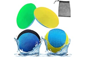 BEZHGOC Water Bouncing Ball, 4Pcs Water Skipping Balls Games Fun Swimming Pool Toys Beach Ball with Mesh Bag for Kids & Adults Summer Holiday Essentials