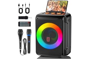 JYX Karaoke Machine with 2 Microphones, Portable Bluetooth 5.3 Karaoke Speakerfor Adults, Home Party Speaker with DJ Light for Outdoor, Events, Gathering, PA System Support SD Card/USB/AUX/TWS