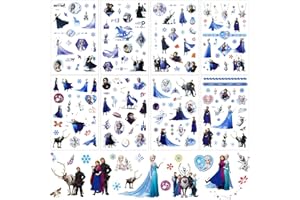 YUYAN Tatuajes temporales de Frozen para niños, 8 hojas Pegatina de Frozen para tatuajes temporales falsos a prueba de agua para niños y niñas Bolsas de fiesta de cumpleaños para niños …