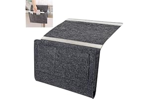 GMYIAK Nachttisch-Organisator, 5 Fächer Filz Nachttisch-Organisator, Haus Schlafzimmer Wohnzimmer College Schlafsaal Nachttisch hängende Veranstalter Wasserflasche, Magazin, Telefon, Gläser (Schwarz)