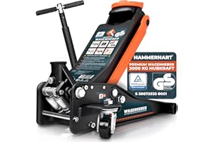 ‎HAMMERHART HAMMERHART - Hydraulischer Wagenheber 3T | Premium Rangierwagenheber TÜV geprüft mit 75-500mm Hubhöhe | Wagenheber flach mit 360° Rollen & Doppelkolben | Carjackers mit Gummiauflage und T-Griff