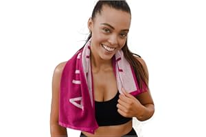 AURORA ATHLETICA Organic Cotton Gym Towel - Soft & Absorbent (31.5 X 15.75 inch) - Silver Infused - Yoga & Workout Towel for Women (Fuchsia)