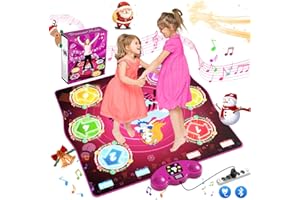 PLEGBLE Tanzmatte für Kinder ab 3 4 5 6 7 8 9 10 11 12 Jahre, Spielteppich Mädchen Spielzeug ab 3-12 Jahre, Geschenke Weihnachten, Type-C Anschluss für Stabile Stromversorgung, Bluetooth Musik, 6 Modi