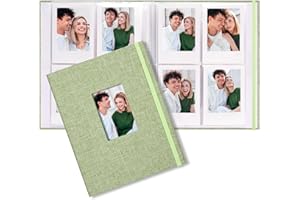 VIENROSE 208 Photos Polaroid Photo Album Fits Fujifilm Instax Mini 12, 11, 9, 8, 40 Cameras Compatible with Polaroid Snap, Z2300, SocialMatic Instant Cameras ZIP Instant Printer, Grass Green 1 Pack