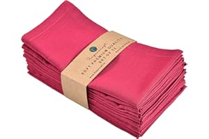 FINGERCRAFT Dinner Cloth Napkins, Cotton Linen Blend Fabric 12 Pack, Premium Quality, Mitered Corners for Every Day Use Napkins are Pre Shrunk and Good Absorbency Color Fuchsia (Fuchsia)