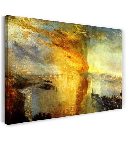 Leinwandbild Von William Turner – „Sun Setting Over A Lake“, 120x80 Cm, Auf Echten Keilrahmen Gedruckt