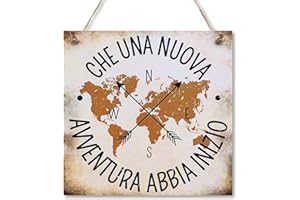 CARISPIBET Che una Nuova Avventura Abbia Inizio |segni Decorativi per la casa Viaggio Decorazioni Nuovo capitolo Stile di Vita targhe Decorative 20 x 20 cm