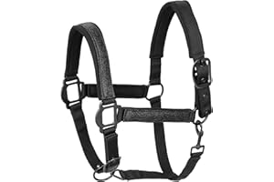 START ENJOY THE RIDE Start,Cavezza in neoprene per cavallo, sangue caldo, purosangue, cavezza per stalla, cavezza per pascolo, regolabile in 2 posizioni su sottogola e nuca, cavezza Cob (Full (sangue caldo), nero)