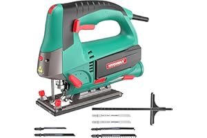 ‎HYCHIKA BETTER TOOLS FOR BETTER LIFE HYCHIKA Stichsäge, 800W Max Holz Schnitttiefe 110mm, 800-3000SPM Elektrische Stichsäge mit Laser, 6 Blätter, Fasenschneiden: -45 °bis 45°