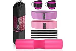 VINTEAM 5PCS Barbell Pad Set, Barbell Pad with Anti-Slip Fabric and Thickened Rubber Foam, Versatile Hip Thrust Pad Suitable for 1.0-1.2" Olympic Barbells and Squats Lunges Hip Thrusts Exercises