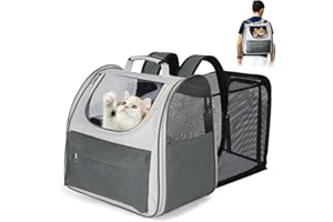 Petcozife Erweiterbar Katzenrucksack Hunderucksack, Katzentasche Faltbare, Haustier Rucksack für Große Katzen & Kleine Hunde bis 8 kg, Cat Backpack für Transport/Reisen/Camping
