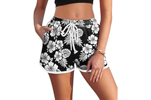 AI'MAGE Pantalones Cortos de Nadar Mujer Shorts de Natación Deportes Acuáticos Shorts Transpirable Verano Pantalones Cortos de Nadar Secado Rápido con Cordón Ajustable y Bolsillos S-XXL