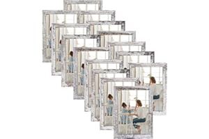 HORLIMER 15er Set Bilderrahmen 13x18 cm, Vintage-Weiß mit Verwitterter Maserung, Rustikale Fotorahmen Collage für Wohnzimmer, Schlafzimmer und Büro, Leicht und Dünn