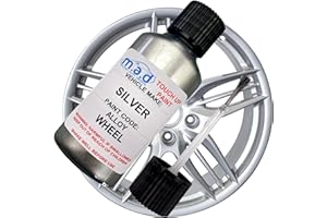 M.A.D MYLDAN AUTO DESIGN Kit de reparación para llantas de aleación, pintura para retocar el color plateado y pincel antiarañazos.