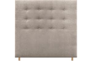 DHOME Cabecero, Cabezales de Cama Capitoné hasta el Suelo. Cabezal tapizado ACUALINE Tela y Polipiel. Cabeceros de Cama Matrimonio e Individual (Tela Beige, 145cm (Camas 120/135/140))