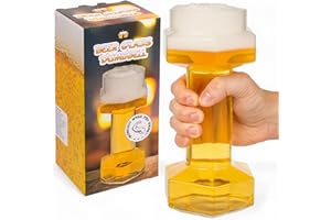 MIJOMA Bicchiere da birra, 22 cm – 700 ml – casual Saufsport Training Amici della birra Dumbell per fitness e feste, un'avventura di birra per gli amanti del divertimento, lavabile in lavastoviglie e