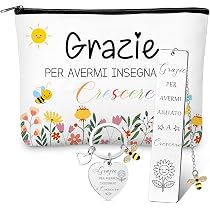 Set di 4 regali di ringraziamento per insegnanti, confezione da quattro portachiavi Grazie per avermi aiutato a crescere, portachiavi di apprezzamento, regali all'ingrosso per insegnanti - Italia