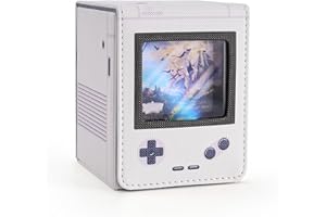 Venssu Retro Gaming Console MTG Deck Box with Commander Display, Card Deck Case Fit 120 Single Sleeved Cards, PU Leather Magnetic Card Storage Box with 2 Dividers, Compatible with TCG/PTCG (White)