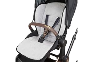 BABY IDEA Babysanity® Weicher Universal-Kinderwagen-Sitzbezug für Neugeborene, weiche Füllung, Bezug aus Frottee, 100 % Baumwolle, seitliche Einfassung, hergestellt in Italien - (schwarz)