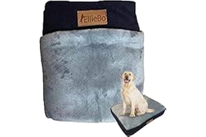 Ellie-Bo Large Dog Bed Cover for 36-inch Dog Cage/Crate - Blue Corduroy/Grey FauxFur