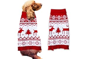 BLUE PLANET FANCY DRESS Christmas Dog Jumper Red Fairisle Stags Trees XXL Winter Sweater Coat for All Breeds and Sizes (S to XXL Dogs) Cute Xmas Clothes for Dogs Puppy Outfit