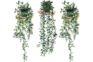 ELICNA 3pcs Plantas Artificiales Colgantes,Plantas Artificiales Exterior Planta Artificial Decorativa Jardin Vertical Artificial Colgantes Enredaderas Artificiales Decorativas Plantas Grandes