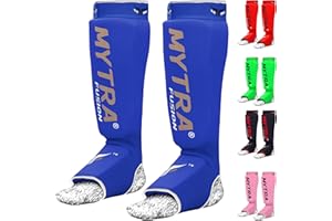 Mytra Fusion Shin Instep Guard Stretchable Polyester Fabric Padded Kickboxing Shin Guards Lightweight Training Shin Guards Muay Thai, MMA, Martial Arts Shinguards for Men & Women