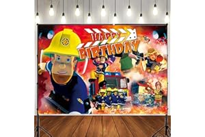 ZHLEARDA Pompier Toile de Fond Anniversaire, Fond Photo Pompier, Banderole Joyeux Anniversaire, Toile Photo Deco Anniversaire, Fournitures de Fête d'anniversaire, Enfants Anniversaire Fond Photo Décoration