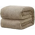 SpireHues Waffle Textured Fleece Throw Blanket 200x230cm for Couch, Sofa, and Bed - Super Soft and Cozy Blanket - Ideal for Bedroom Decor, Khaki