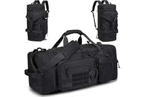 TONRUYN Tactical Gym Bag Mens Travel Duffel Bag 50-55L Expandable Sports Duffle Bag with Shoe Compartment 3 in 1 Large Holdall Backpack Weekend Overnight for Training, Military, Camping, Black