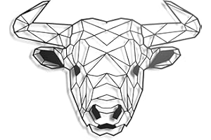 KELULY Decoración de metal. Escultura de pared flotante, con sombras, de acero. (43 x 31 cm., Toro)