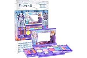 Disney Frozen 2 – Townley Girl Set Cosmetico Compatto con Specchio e 14 Lucidalabbra, 4 Luminanti , 6 pennelli. Set Makeup Colorato Pieghevole e Lavabile per bambine