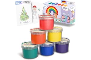 Valy&Oli® Fingerfarben Kinder Ungiftig ab 1 2 3 Jahre [inkl. Malvorlage] Made in Germany - Extrasanft & Unbedenklich - Fördert Kreativität & Entwicklung - XL Set 6×100 g - Klassik