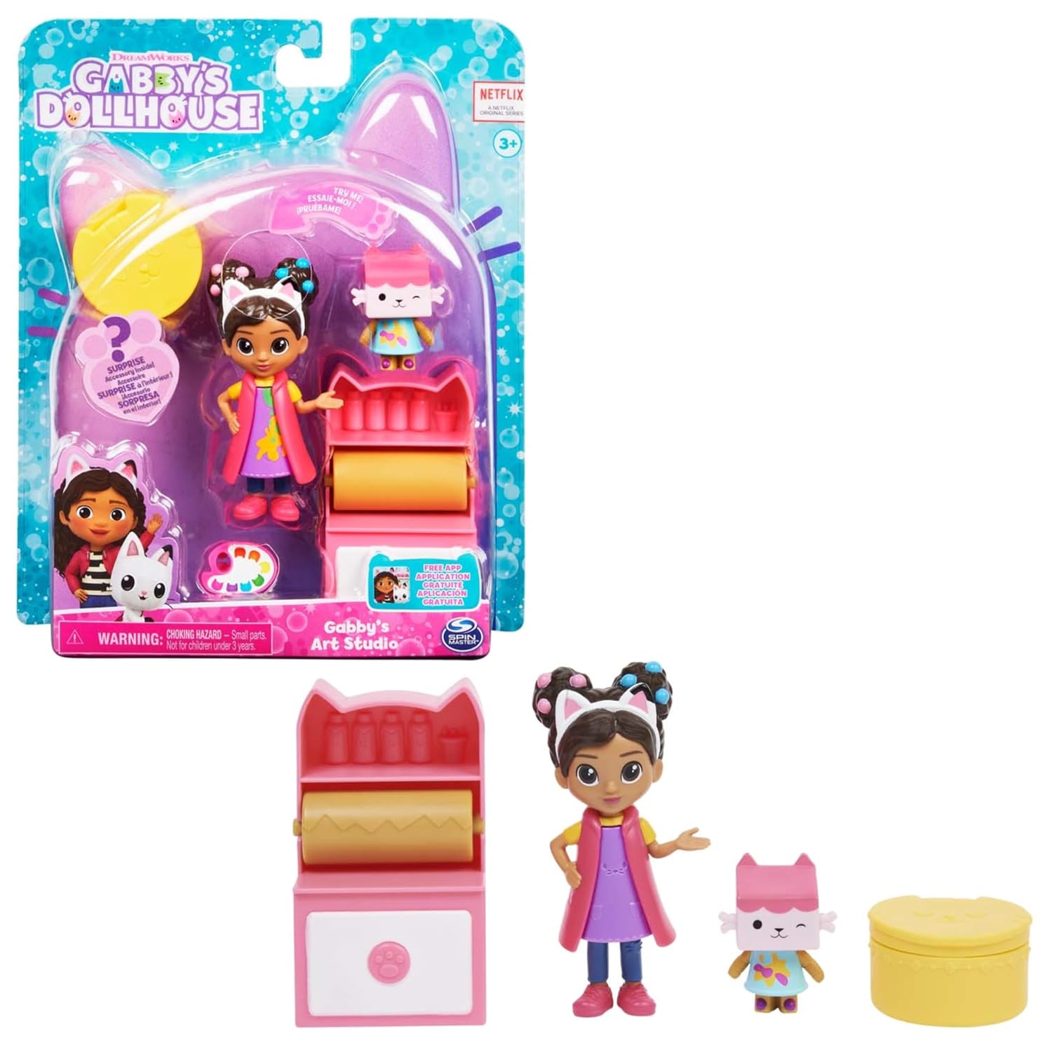 Gabby's Dollhouse, Mini set Studio d’arte, con Gabby e Baby Scatola, giochi per bambini dai 3 anni in su