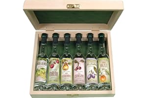 Szicsek Palinka | 6 Mini Palinka Selection 44% ABV | Artisan Fruit Brandy in Wooden Gift Box | 100% Natural, Gluten Free, GMO Free | 6 x 40 ml