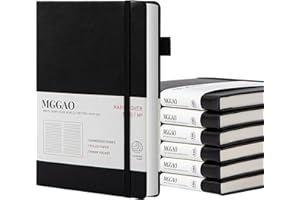 MGGAO 6 Pcs hardcover notebook, A5 Ruled Journals for Writing, 100 GSM Lined Thick Paper with 188 Numbered Pages, Premium Leather & Soft Hardcover Notebook, for Writing Study Office Travel
