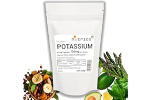 Nutrics® 750mg Potassium Chloride Pure x 60 Vegan Capsules - (2 Month Supply) - Suitable for Vegan Vegeatarian (60)