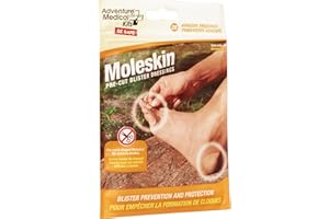 Adventure Medical Kits Mole Skin Foot Care Pre Cut Blister Dressings and Prevention Contains 22 dressings Pre Cut Shaped Easy Application Swabs for Skin Prep, Orange