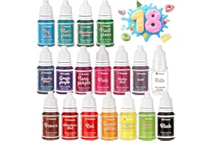 TREEDOA Colorant Alimentaire 18 Colorants x 10ML,Colorants Alimentaires Liquide Haute Concentré Nourriture Dye pour Décoration de Gâteaux,Fondant,Oeufs de Pâques,Pâtisserie,Glaçage,Cuisson,Slime Savon DIY